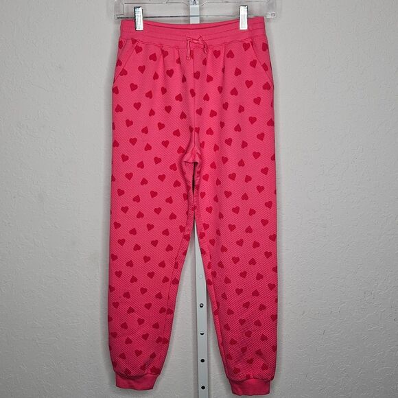 Janie and Jack Girls Pink Heart Print Jogger Pants Size 12 NWT Valentine Lounge - Picture 1 of 5